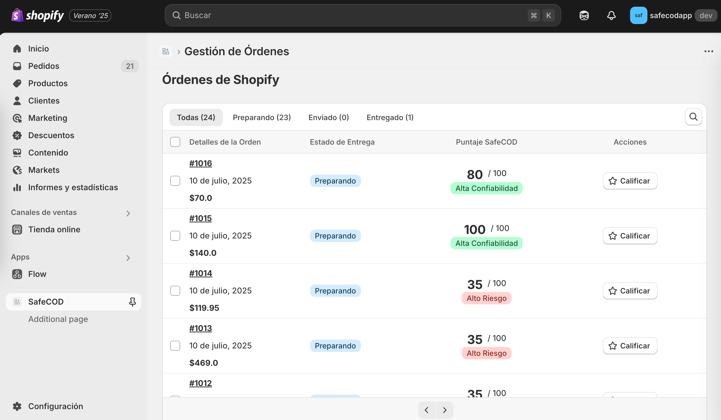 Instalación de SafeCOD en Shopify